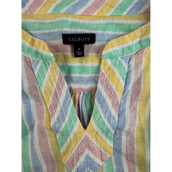 Talbots Striped Sleeveless Top Pastel Colors V-Neck Casual Blouse Size S - Picture 4 of 9